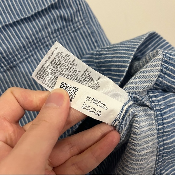 Old Navy Women's Denim Blue Striped Dress Overall Sleeveless Button Front Sz L - Picture 11 of 16